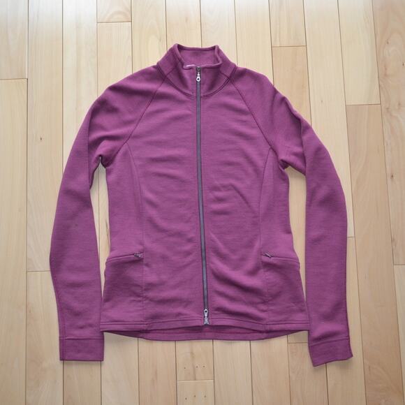 Ibex Wool Full Zip Sweater Jacket Size Medium Burgundy Color - Picture 1 of 6